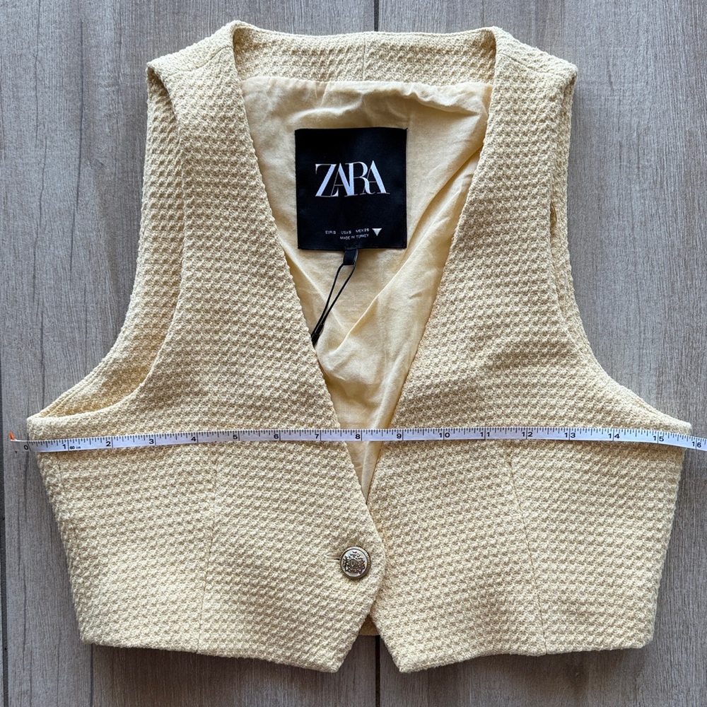 ZARA Butter Yellow Textured Cropped Vest - NWT - Picture 6 of 6